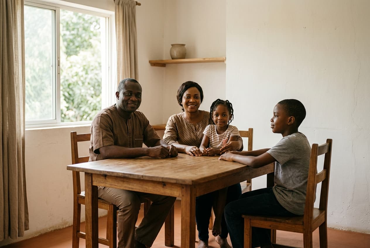 A Nigerian family together at home