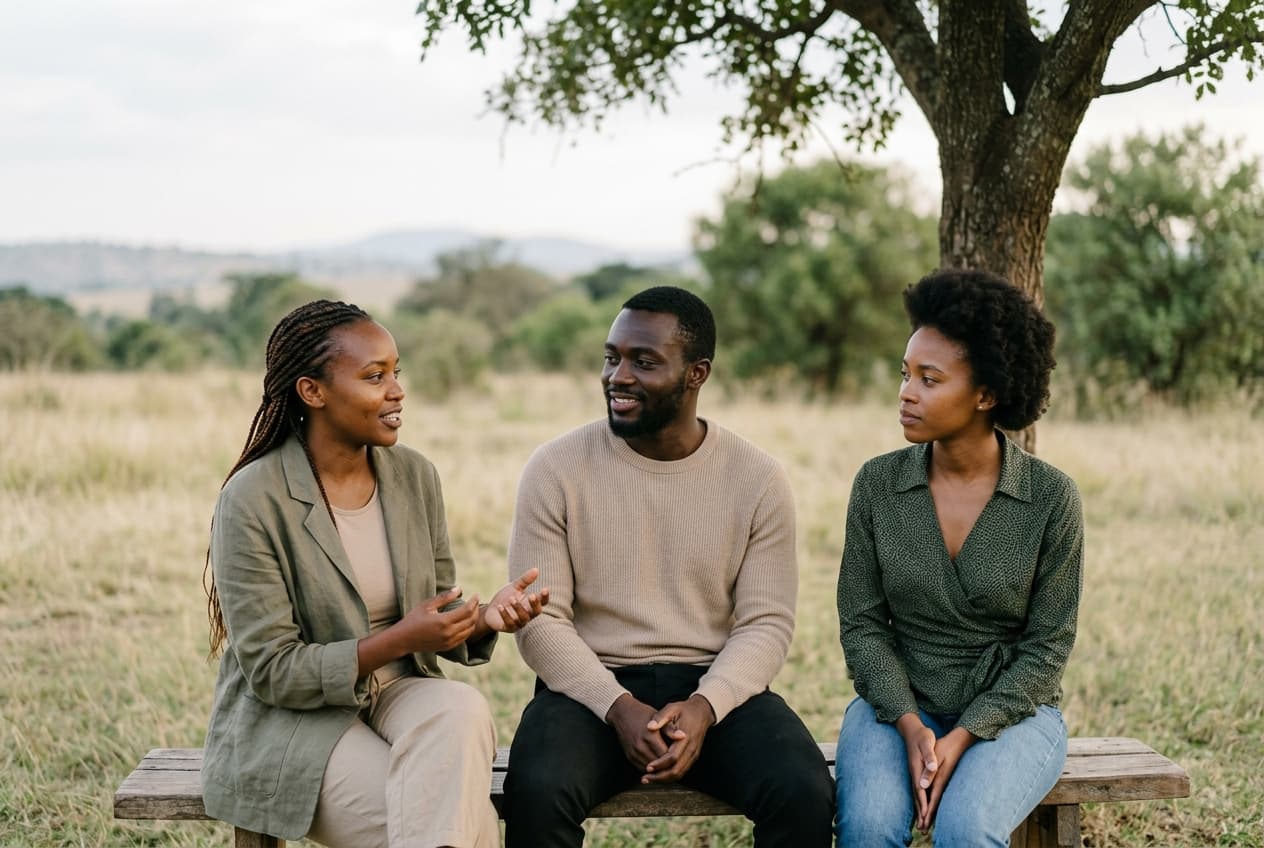 Community members in conversation